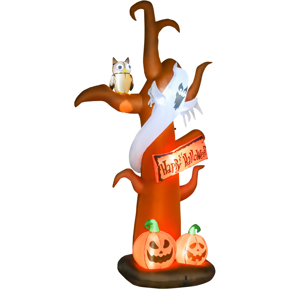 HOMCOM Halloween Inflatable Tree with Ghost and Pumpkin 9ft Image 1