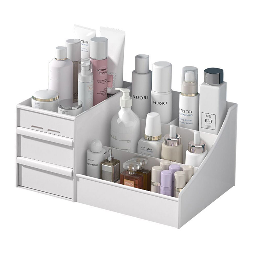 Living and Home Small White Makeup Organiser with 2 Drawers Image 4