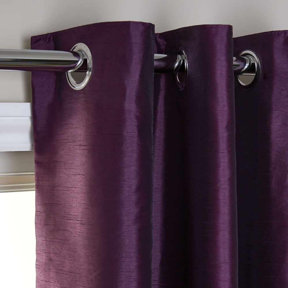 Wilko Plum Faux Silk Eyelet Curtains 228 W x 228cm D Wilko
