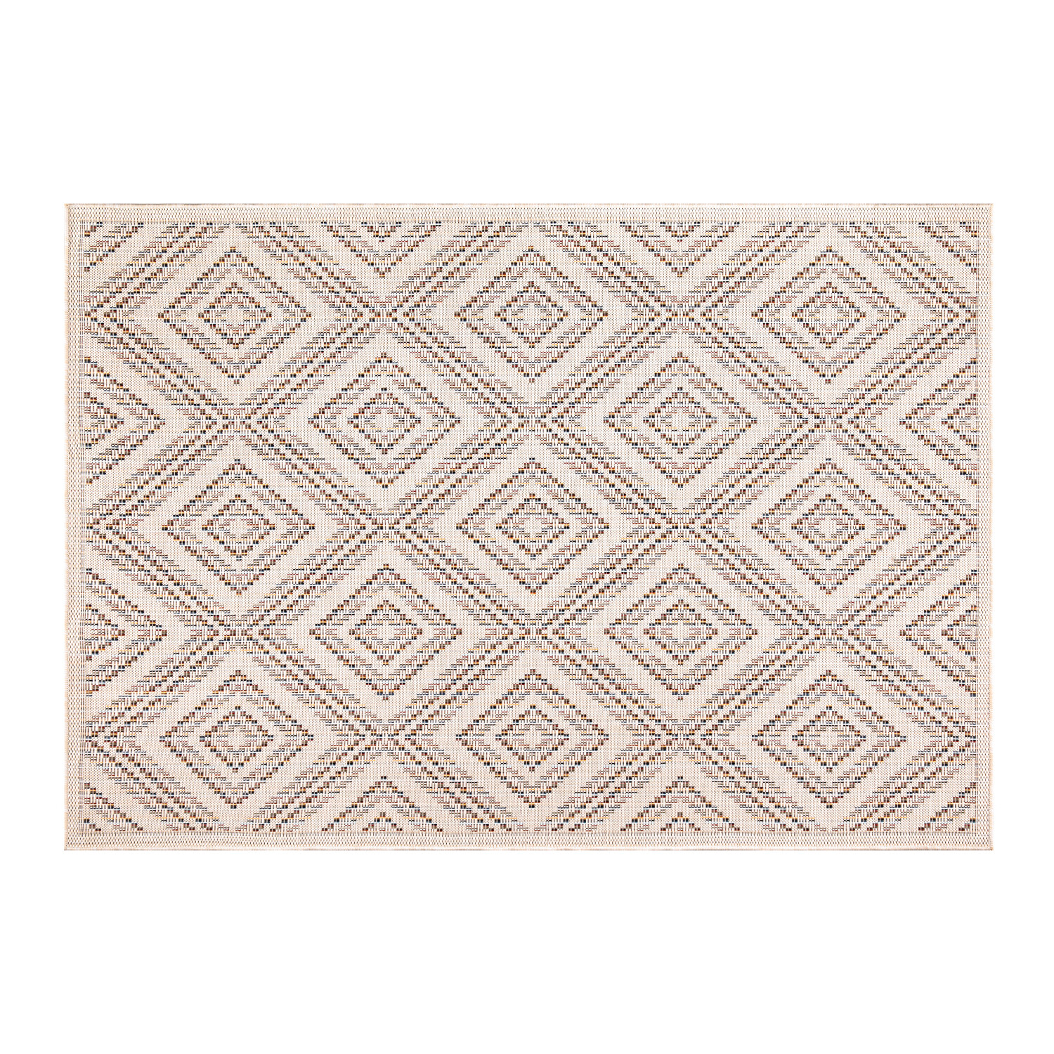 Palma Geometric Indoor and Outdoor Rug - Neutral and Brown / 160cm Image 1