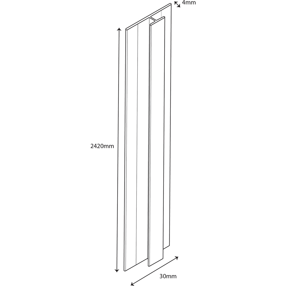 Wetwall Alloy Matt Black H-Section 2440mm Image 3