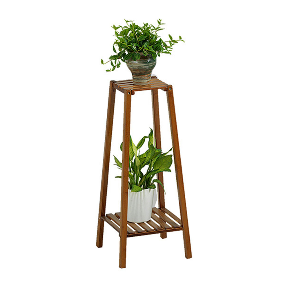 Living and Home 2 Tier Wooden Vintage Natural Plant Stand Image 3