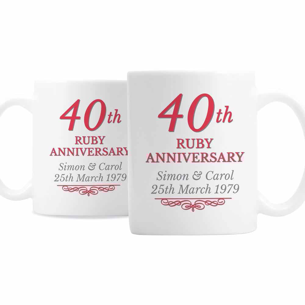 Personalised Memento Personalised 40th Ruby Anniversary Mug Set Image 1