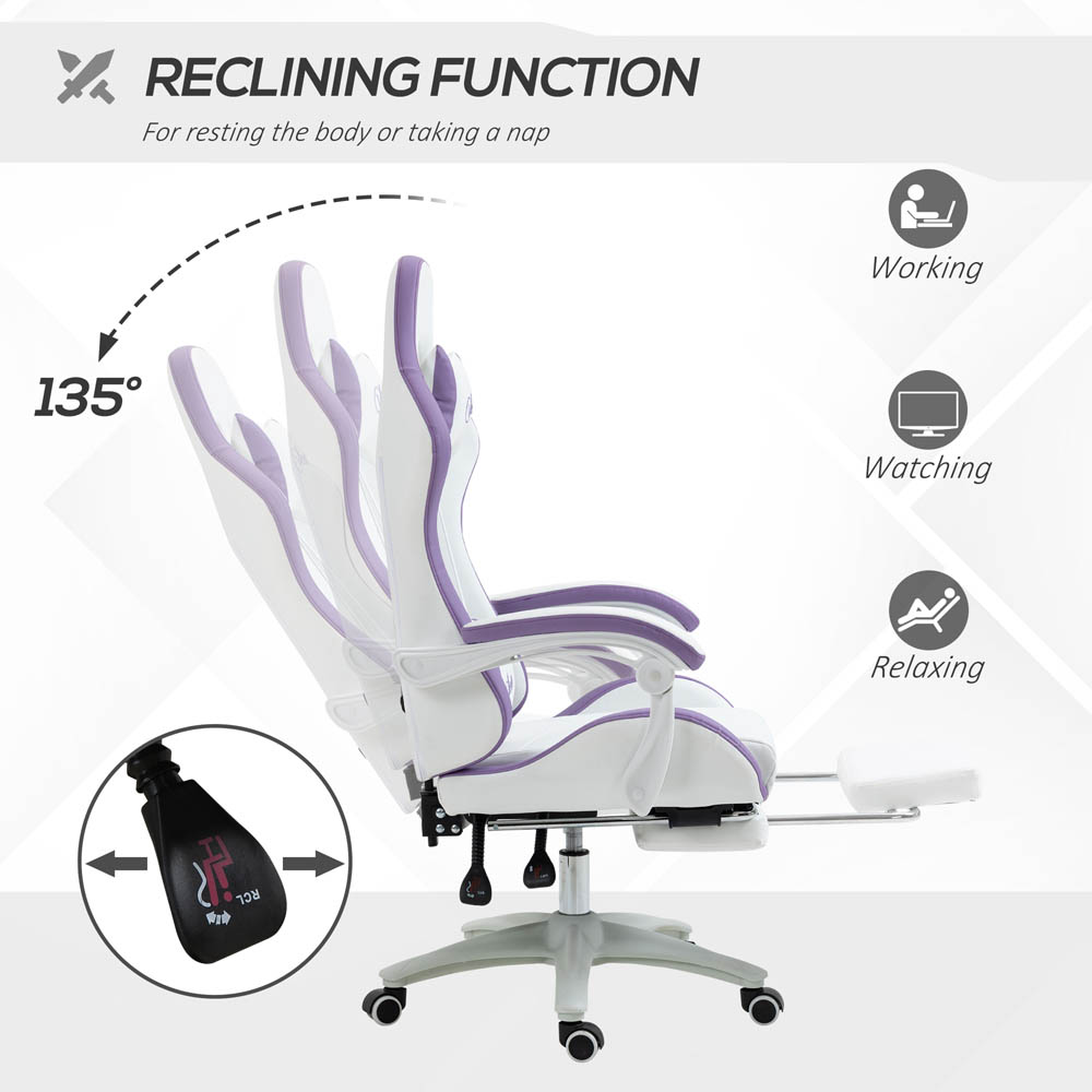 Portland Purple PU Leather Recliner Gaming Chair Image 4
