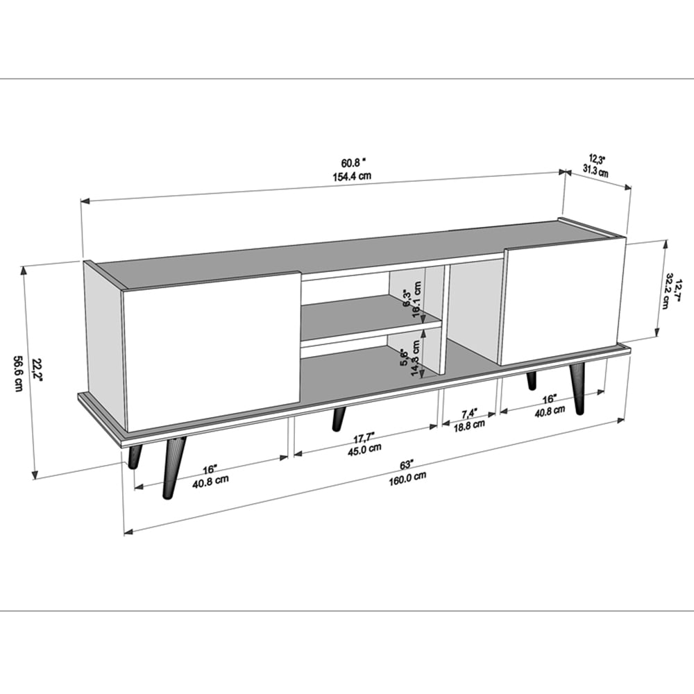 Decorotika Ecuador 2 Door 3 Shelf Walnut and Beige TV Unit Image 7