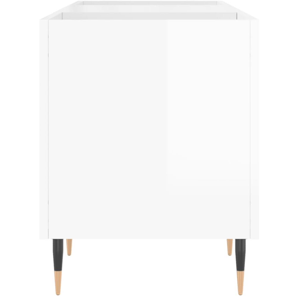 vidaXL 2 Shelf High Gloss White Record Cabinet Image 5