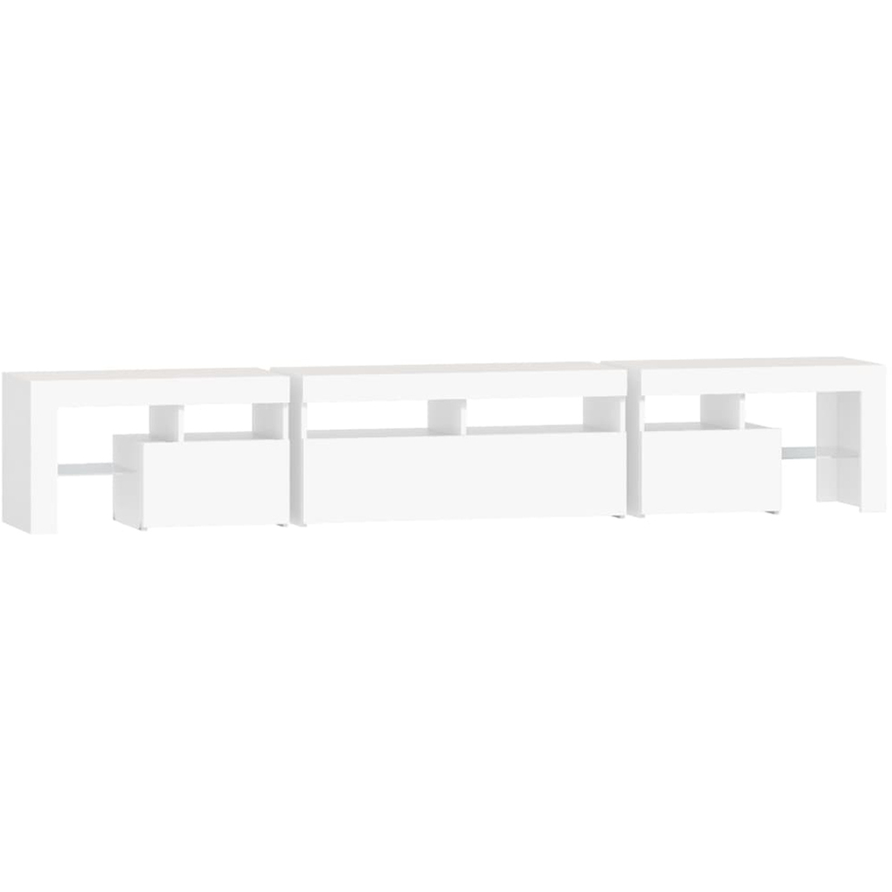 vidaXL 3 Door 6 Shelf White TV Cabinet with LED Lights Image 9
