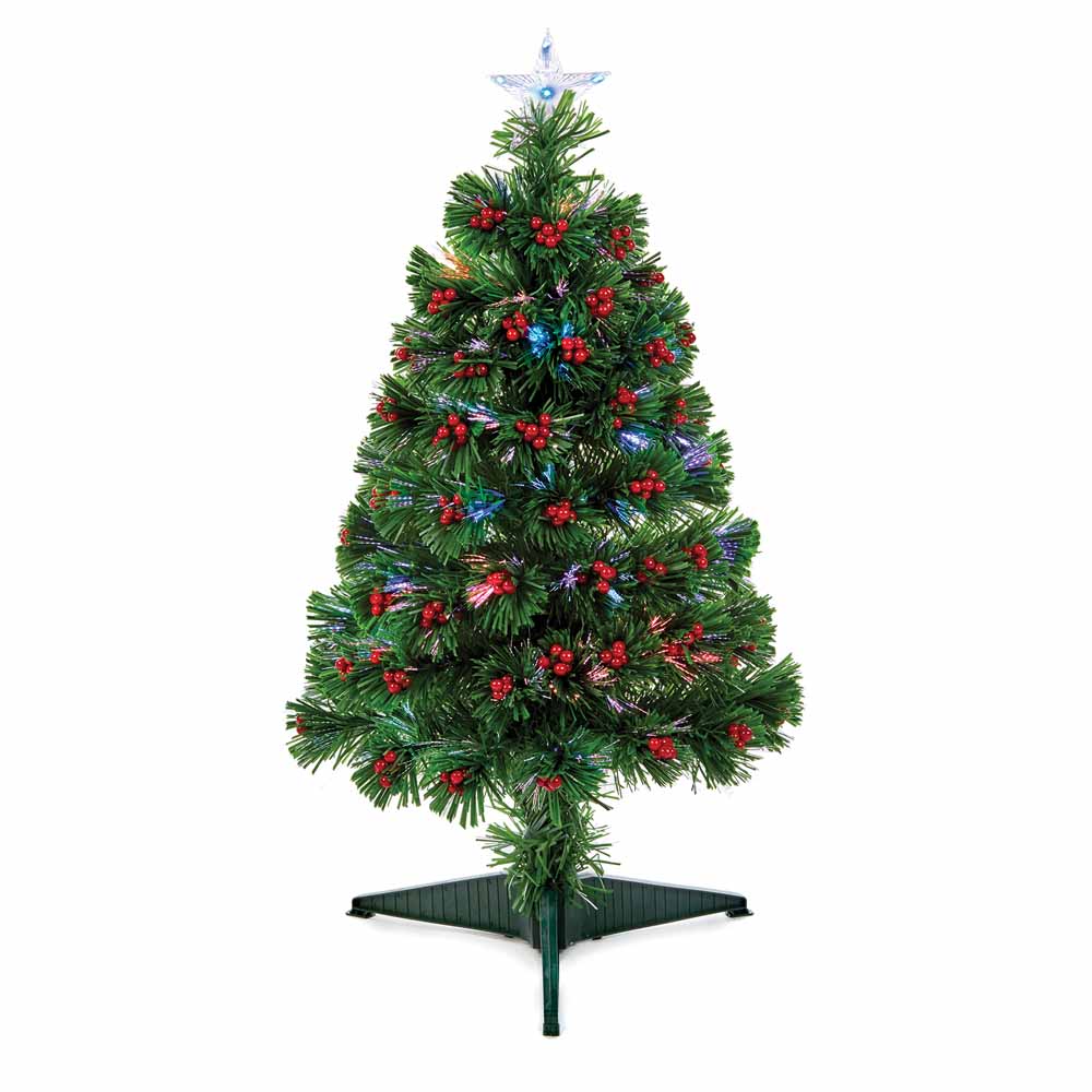 Premier 80cm Fibre Optic Artificial Christmas Tree with Berries Image 1