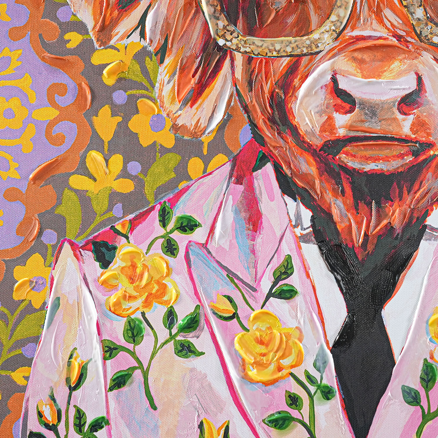 Heather Perry Stylish Floral Cow Canvas - Multicolour Image 5