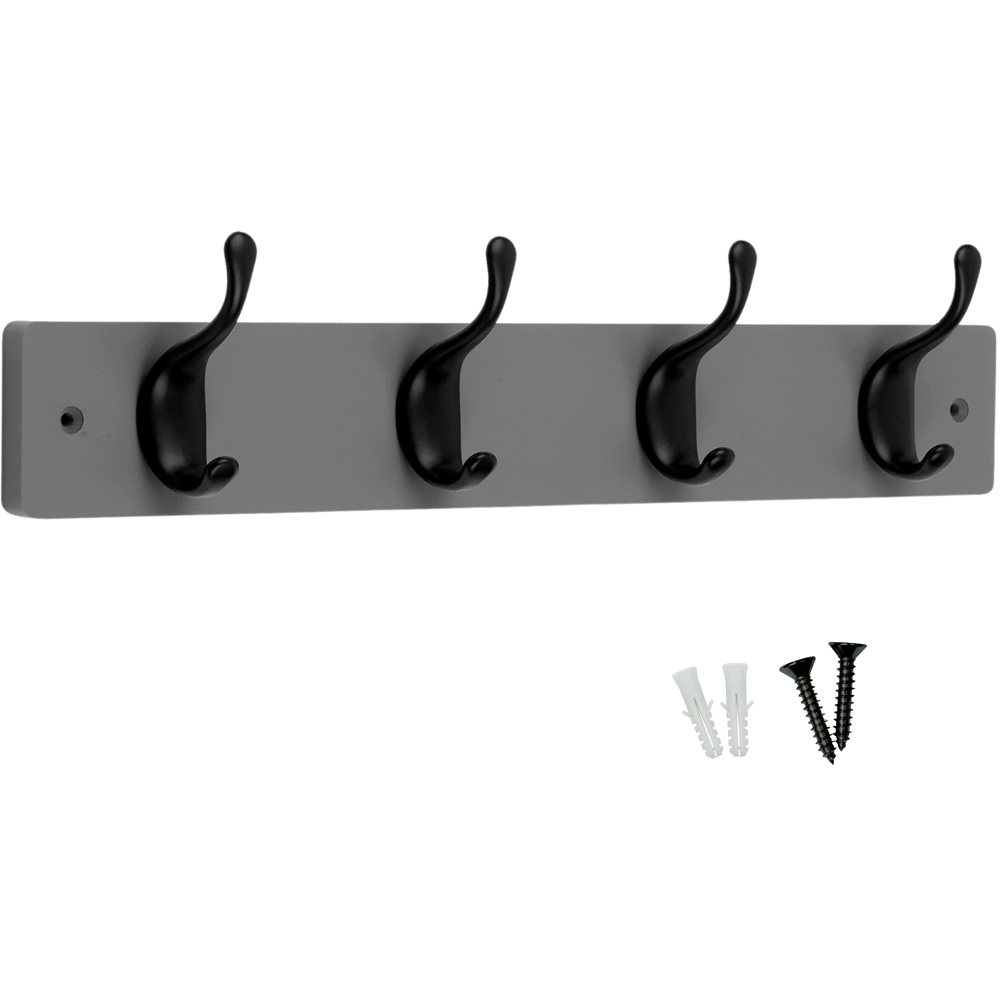 Headbourne Grey and Black 4 Hook Coat Rail Image 1