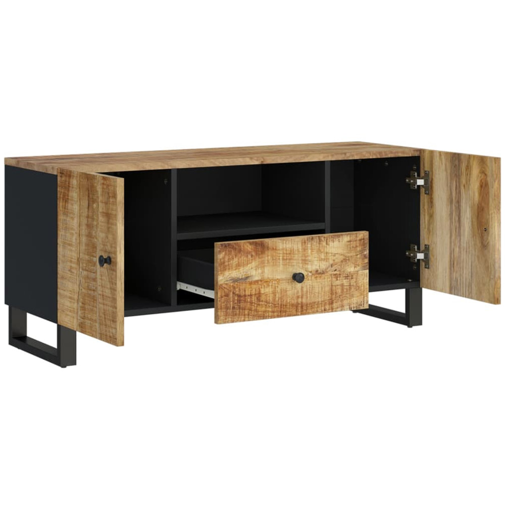 vidaXL 2 Door Single Drawer Light Brown TV Cabinet with Metal Stand Image 3