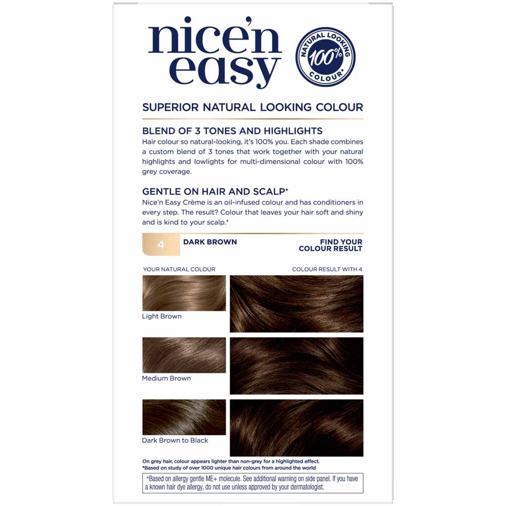Clairol Nice'n Easy Permanent 4 Dark Brown Hair Dye Image 2