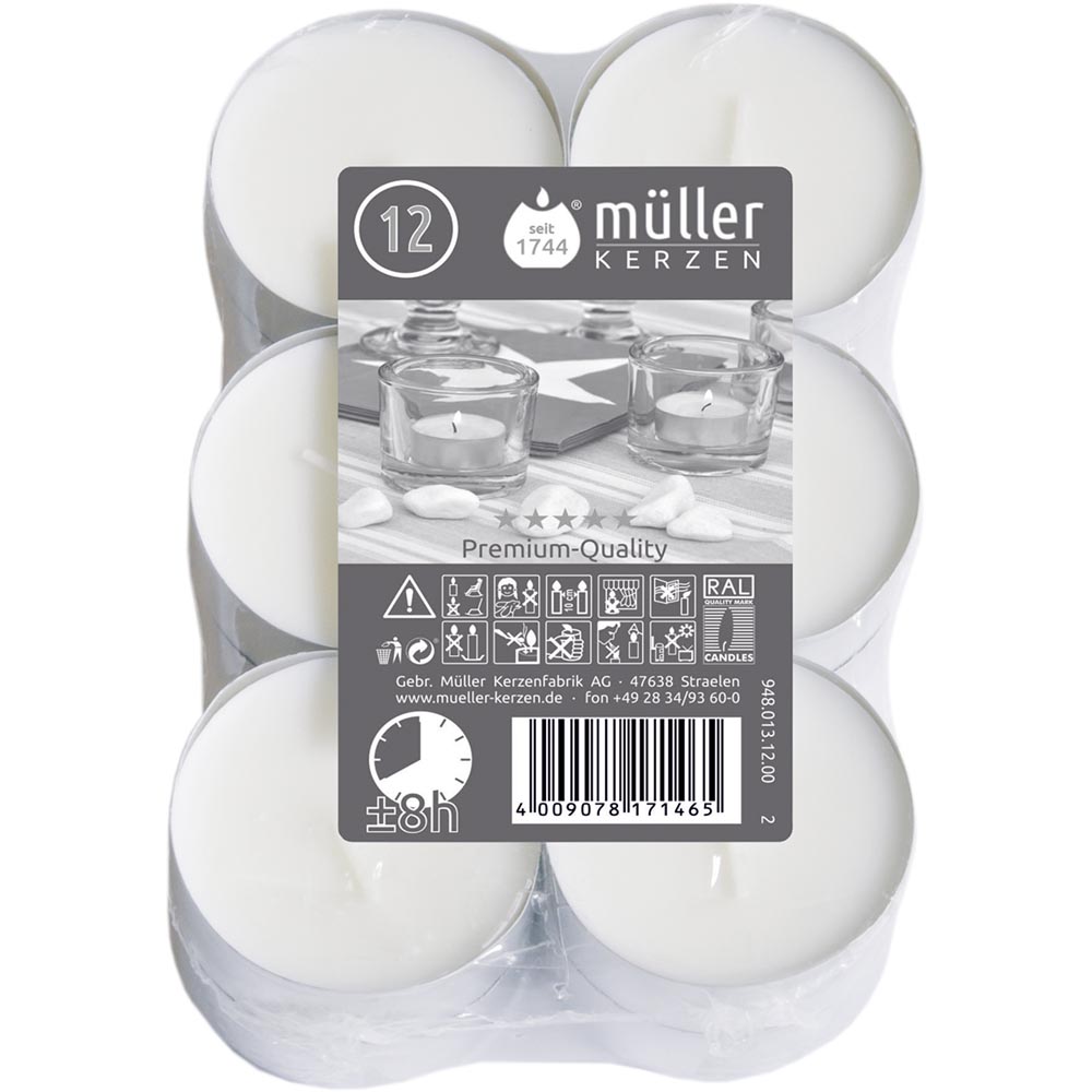 8 Hour Unscented Maxi Tealights 12pk Image