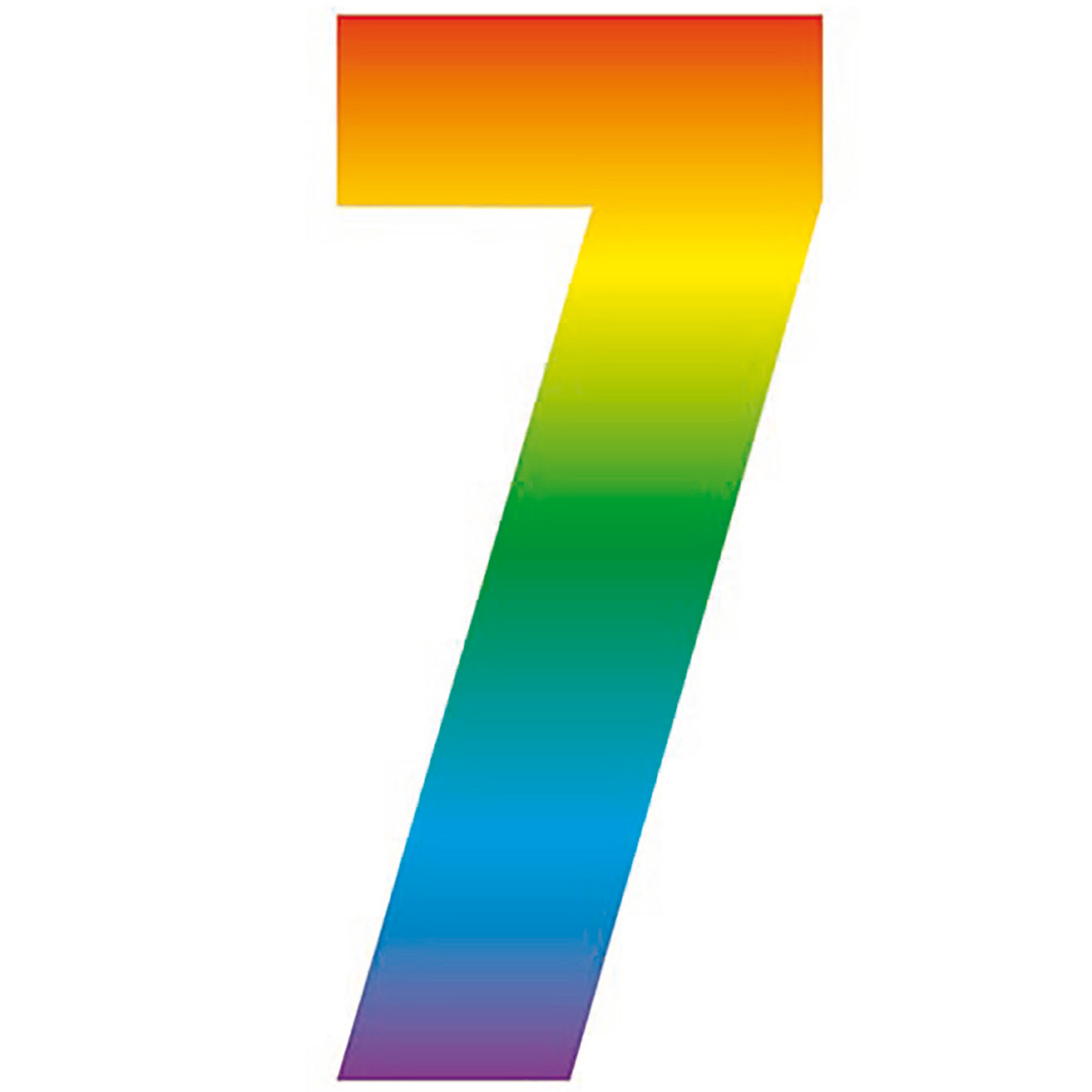 Rainbow Self Adhesive Number Sticker - 7 Image