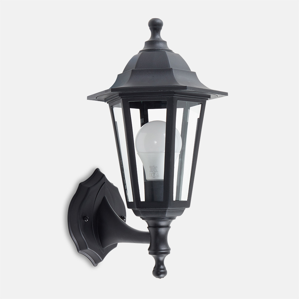 ValueLights Outdoor Black Wall Lantern Image 5