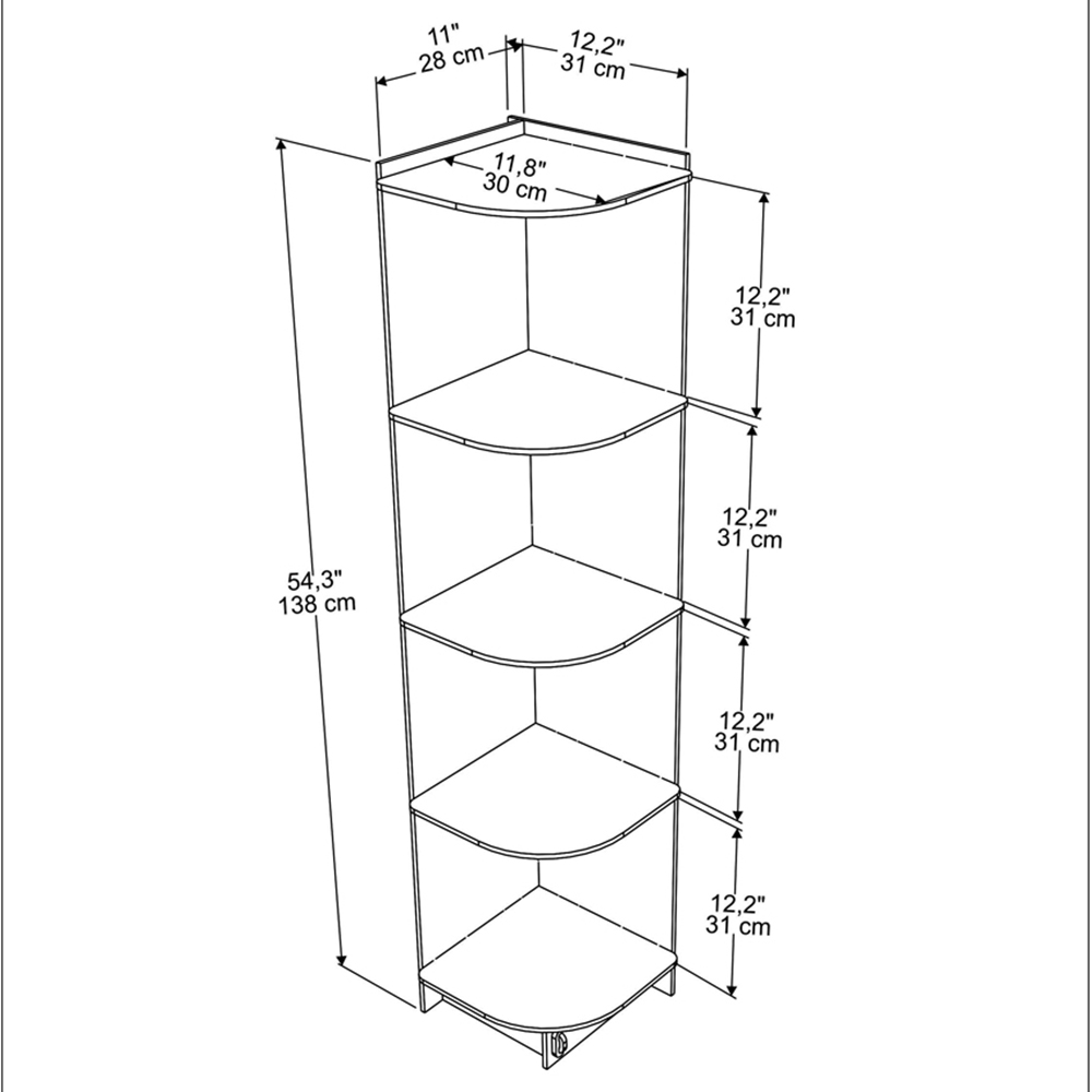 Decorotika Liva 5 Tier MDF Corner Bookcase Image 9