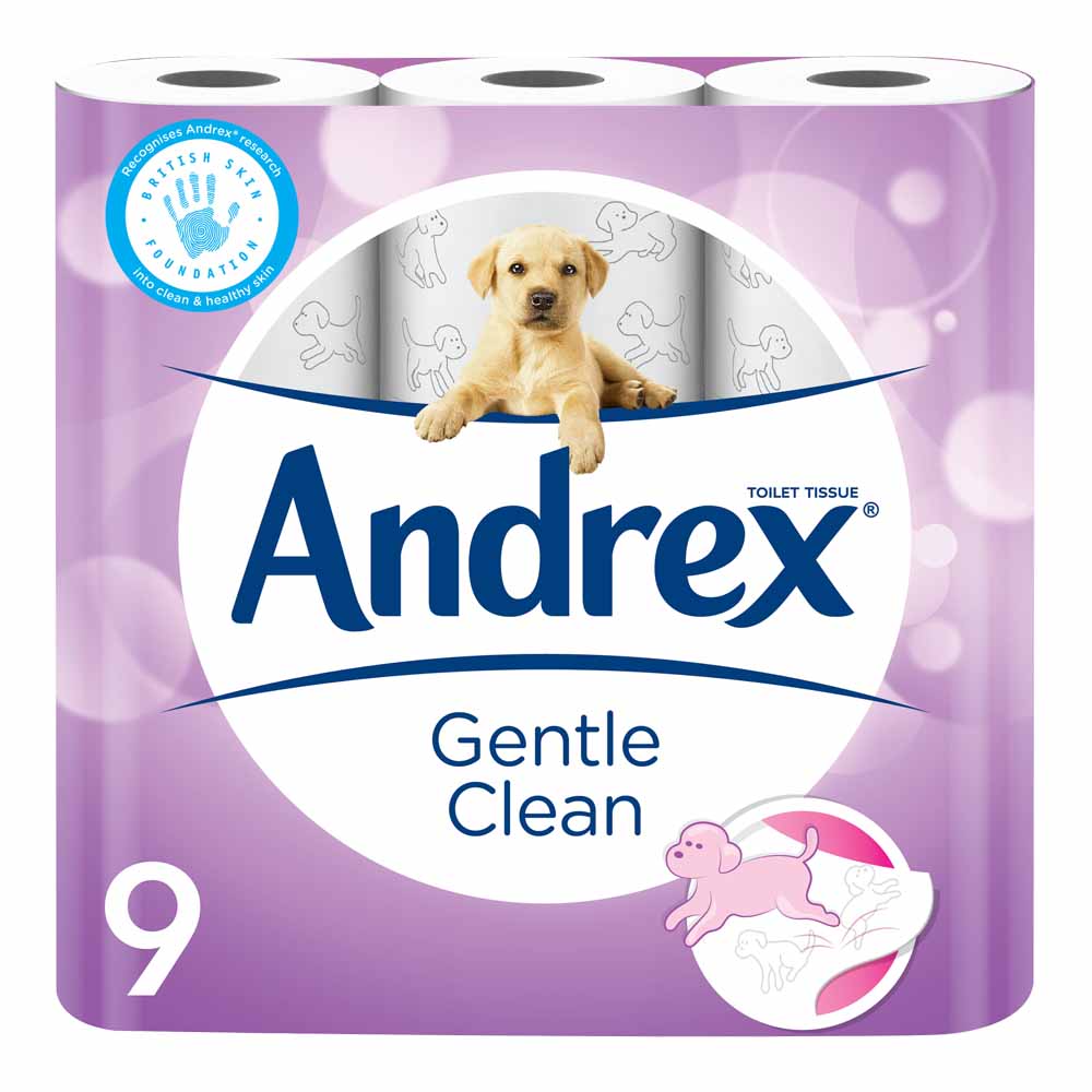 Andrex Gentle Clean Family Bathroom Tissue 9 Roll Image 1