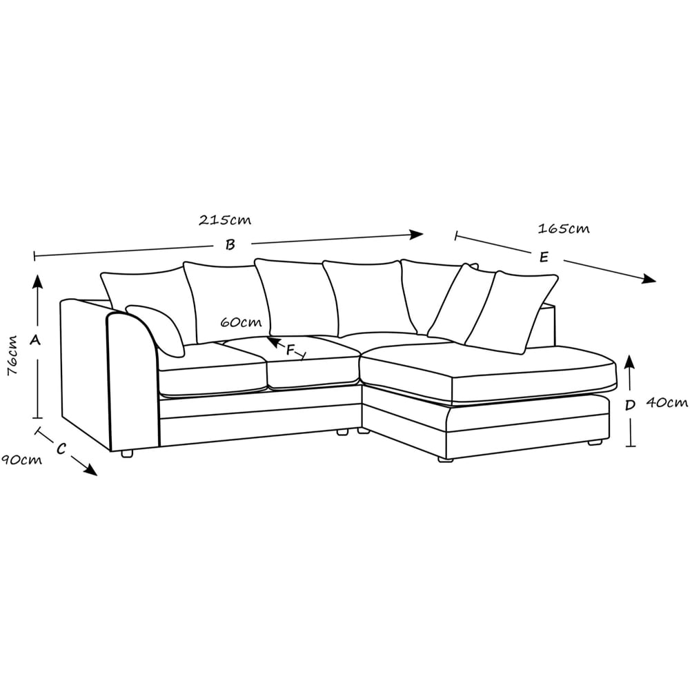 Portland Canolo Luxury 3 Seater Black Jumbo Cord Right Hand Corner Chaise Sofa Image 3