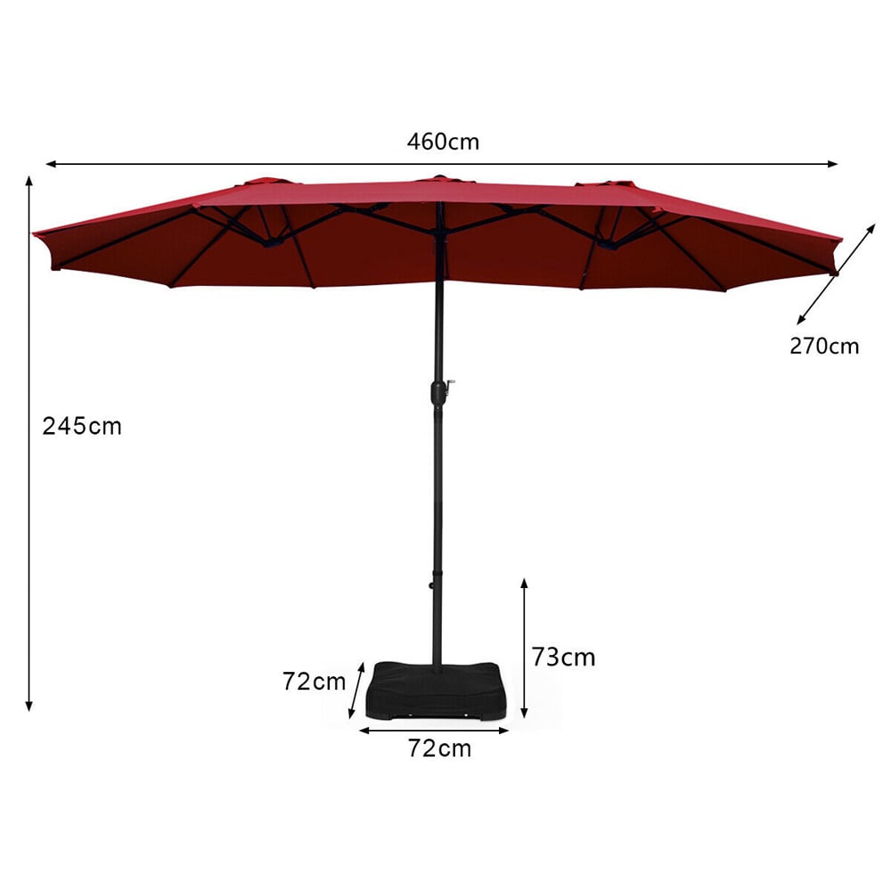 Costway Wine Patio Double Sided Parasol 4.6m Image 9