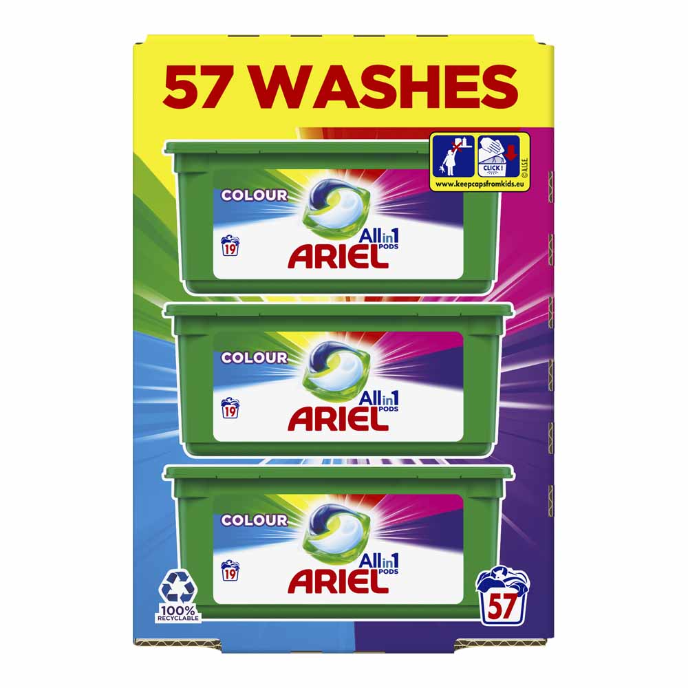 Ariel Original 3 in 1 Colour Pods Washing Liquid Capsules 57 washes Image 1