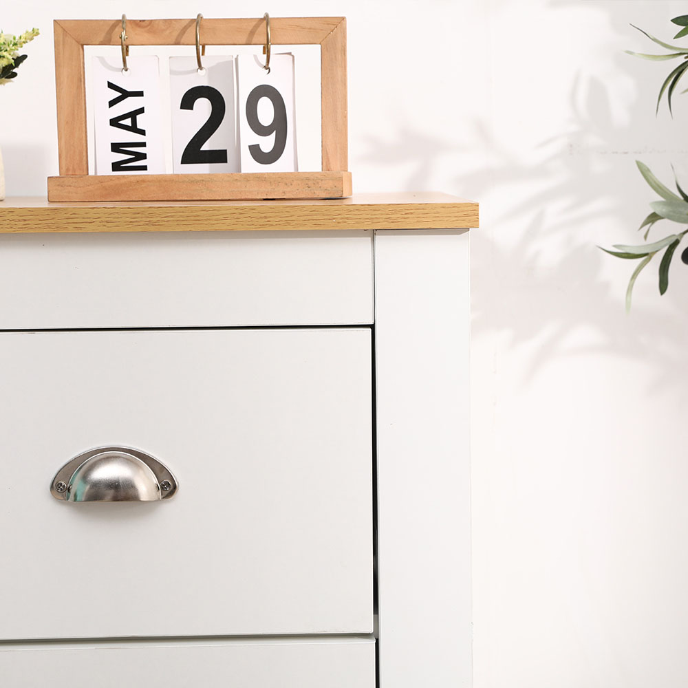 FurnitureHMD 4 Drawer White and Oak Effect Wooden Chest of Drawers Image 5