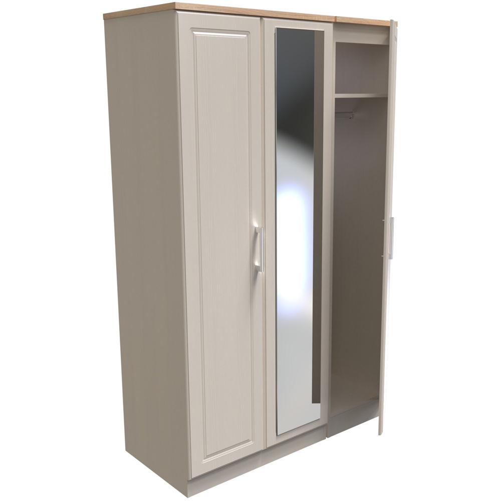 Crowndale Kent Ready Assembled 3 Door Kashmir Ash and Modern Oak Mirrored Wardrobe Image 7