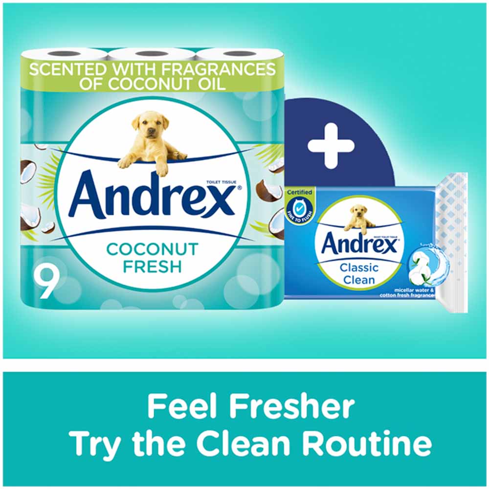 Andrex Coconut Fresh Toilet Tissue 9 Rolls Image 6