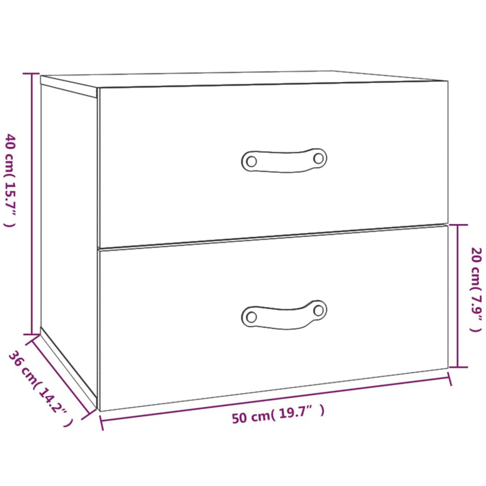 vidaXL 2 Drawer Honey Brown Wall Mounted Bedside Cabinet Image 9