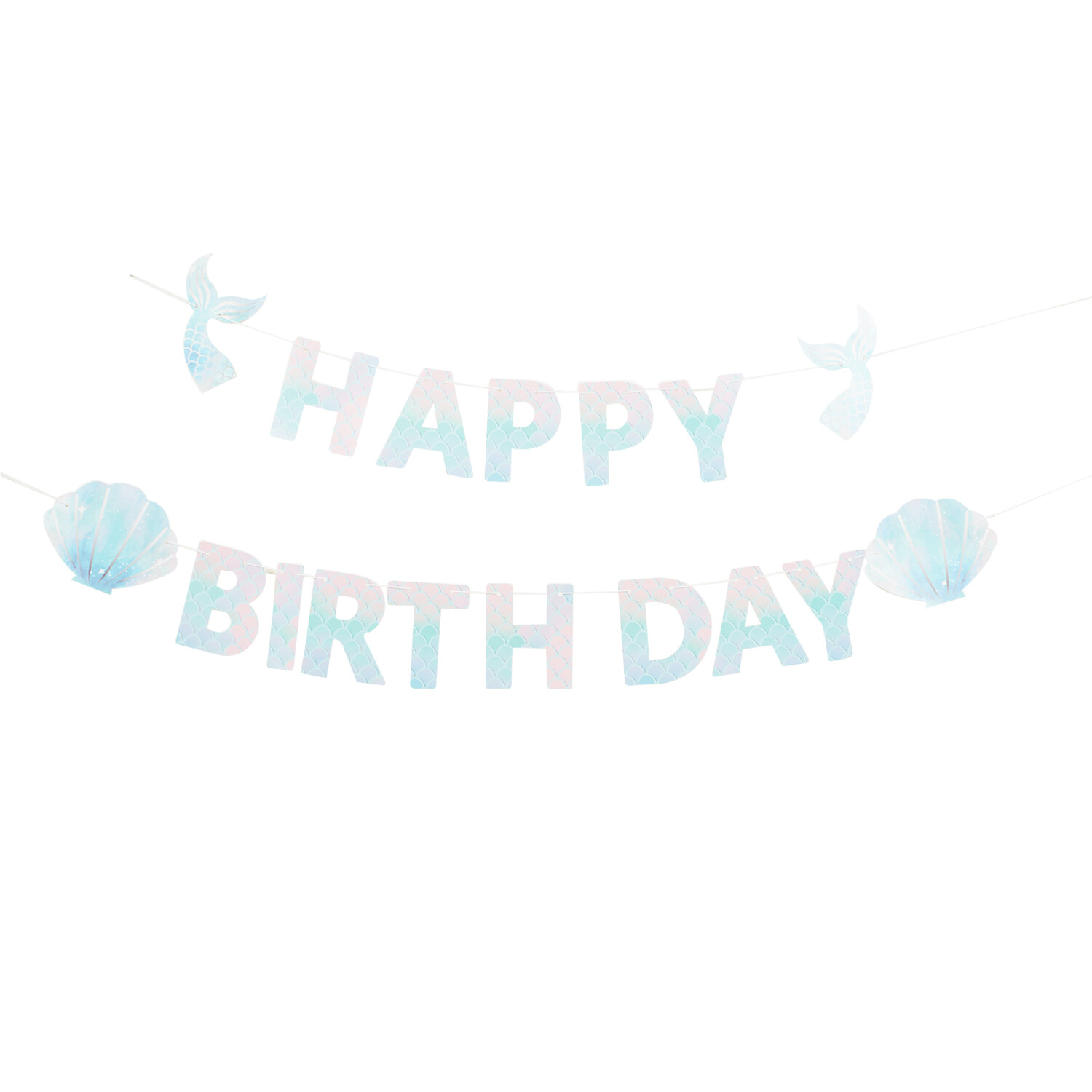 Mermaid Party Happy Birthday Banner - Multicolour Image 3