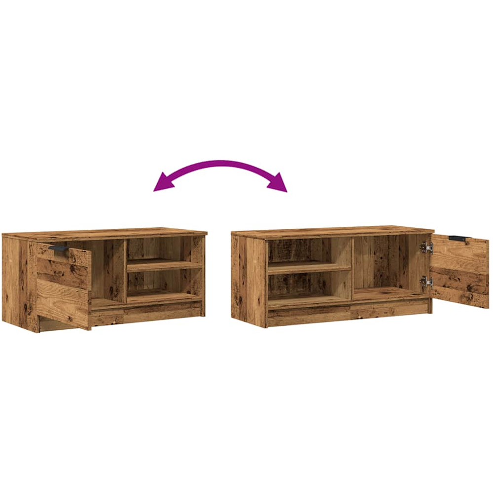 vidaXL Single Door 2 Open Shelf Old Wood TV Cabinet Image 9