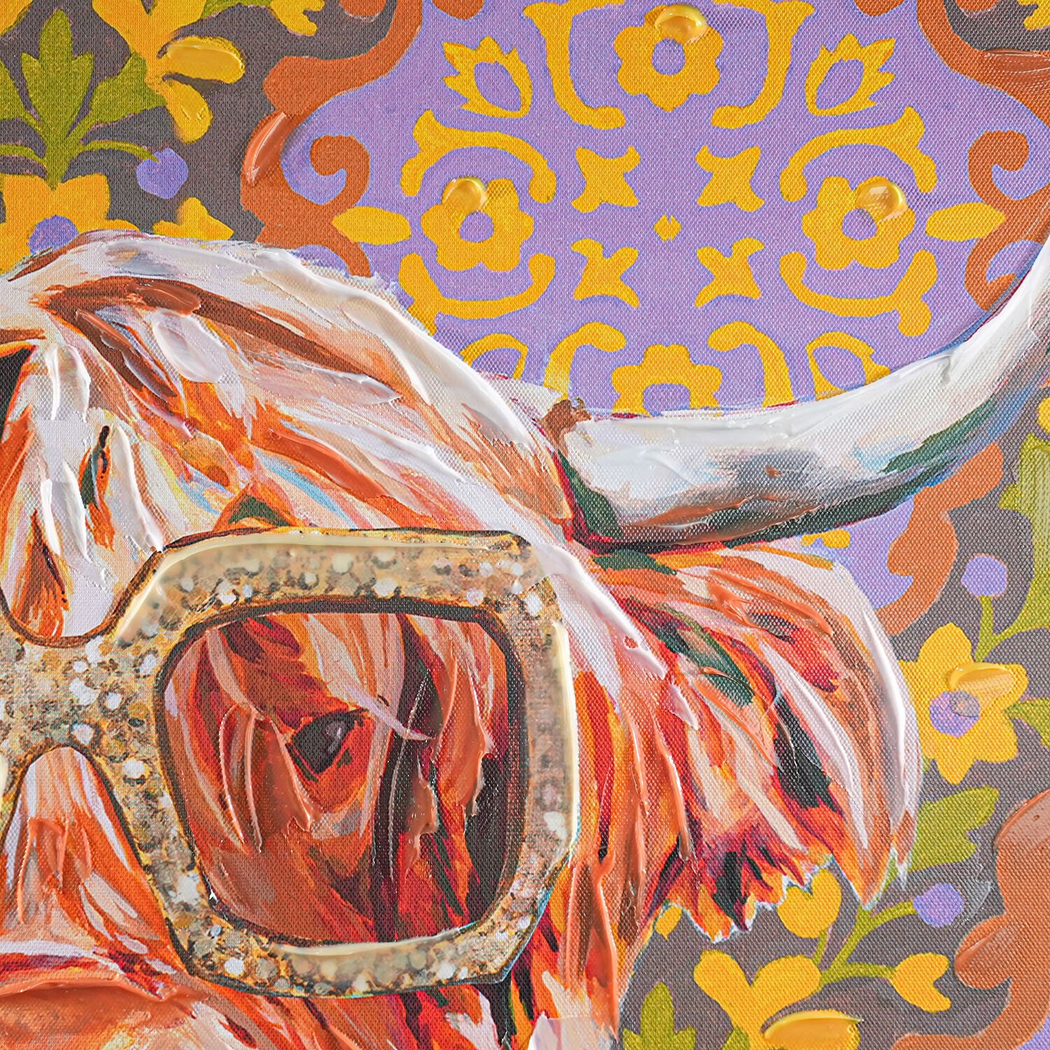 Heather Perry Stylish Floral Cow Canvas - Multicolour Image 7