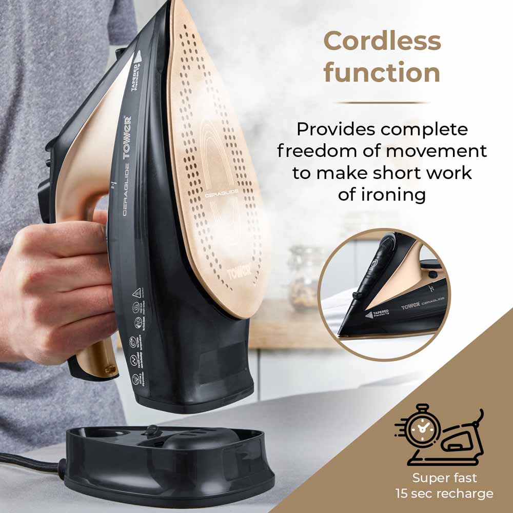 Tower CeraGlide Cord Cordless Iron 2400W   Image 4