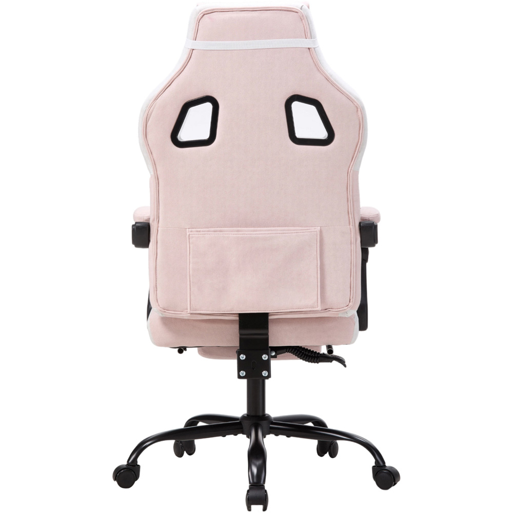 Living and Home Pink and White Padded Gaming Chair with Footrest Image 6