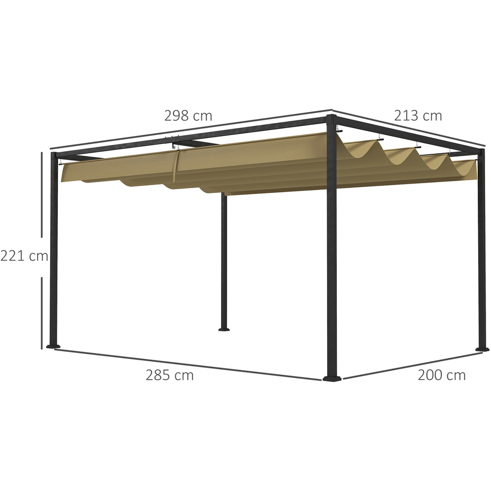 Outsunny 3 x 2m Khaki Steel Frame Retractable Roof Pergola Image 7