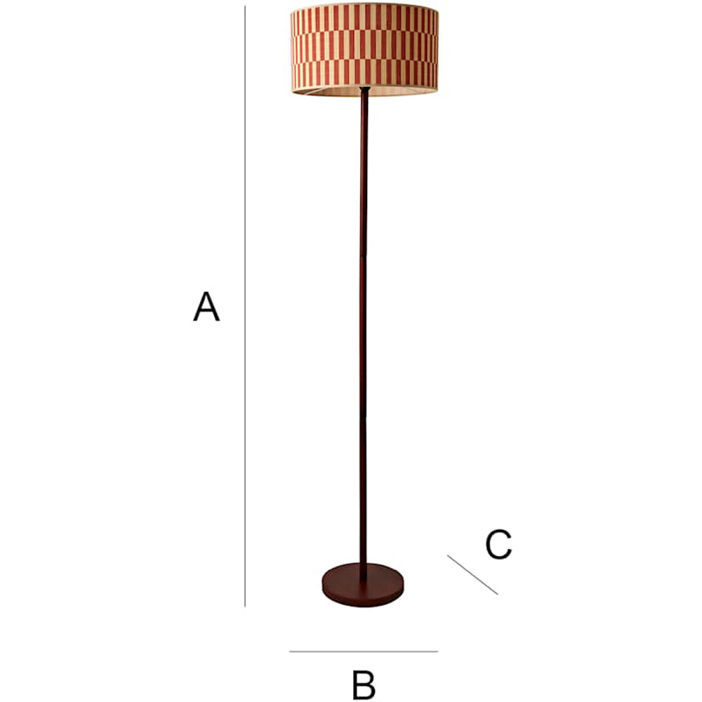 ValueLights Heather Orange Checkerboard Bamboo Shade Dark Wood LED Floor Lamp with Bulb Image 7