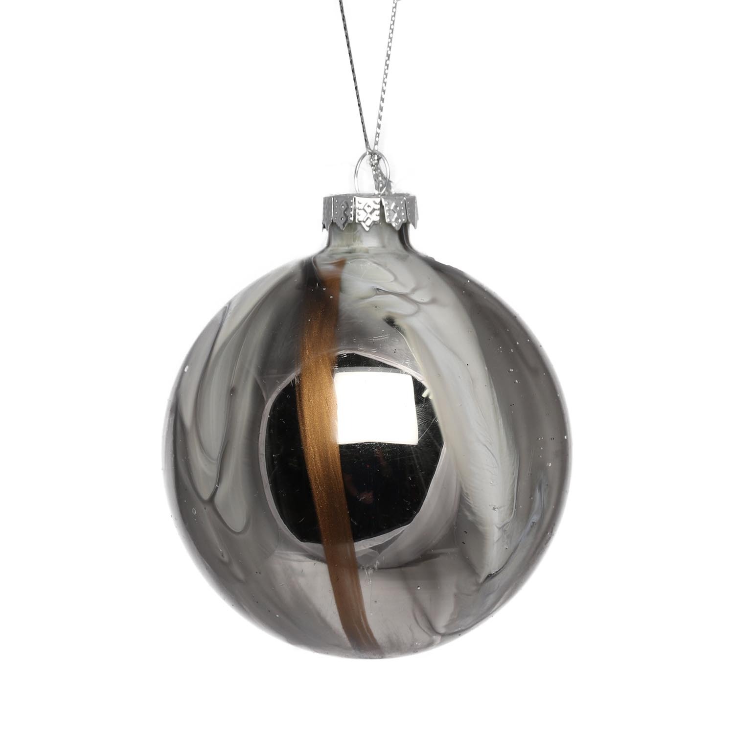 Midnight Fantasy Silver Marble Bauble Image