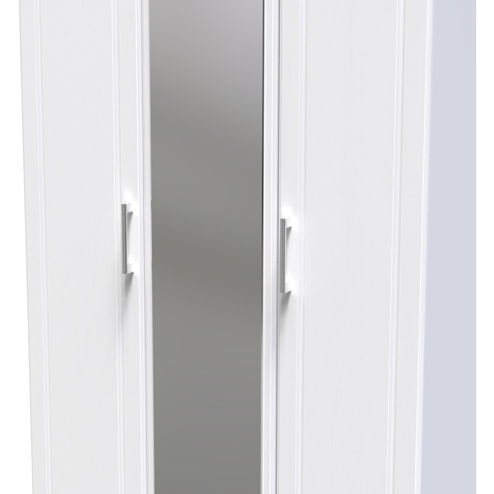 Crowndale Kent Ready Assembled 3 Door White Ash and Modern Oak Mirrored Wardrobe Image 5