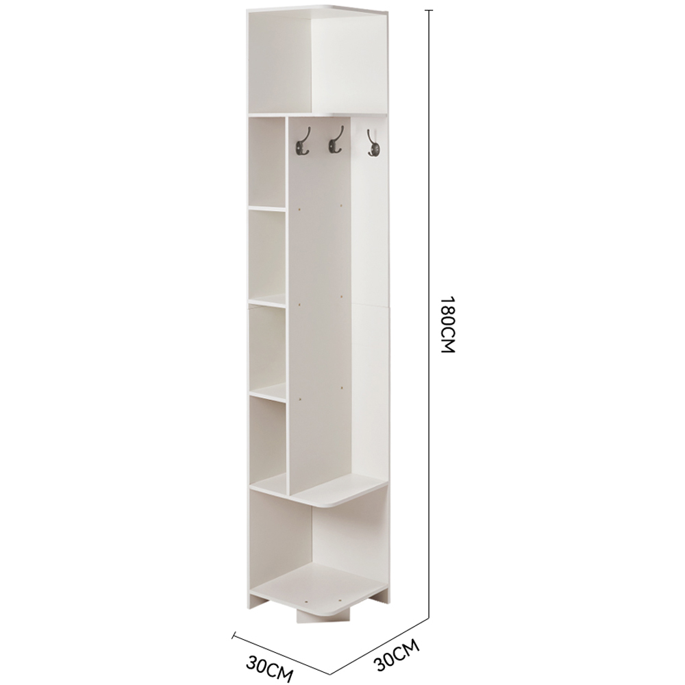 H&O Direct 7 Shelf Open Style Corner Display Rack with Built-In Hooks Image 6