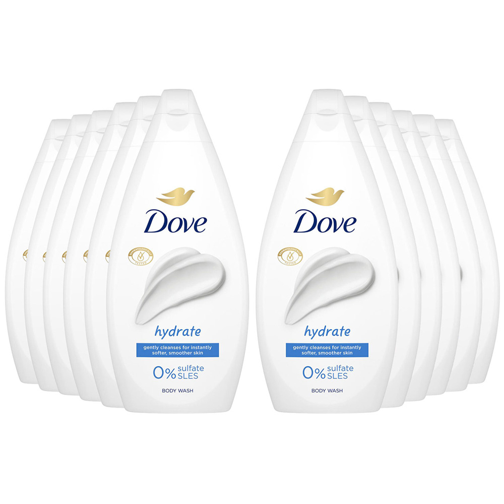 Dove Softer and Smoother Skin Hydrate Body Wash 450ml 12 Pack Image 1
