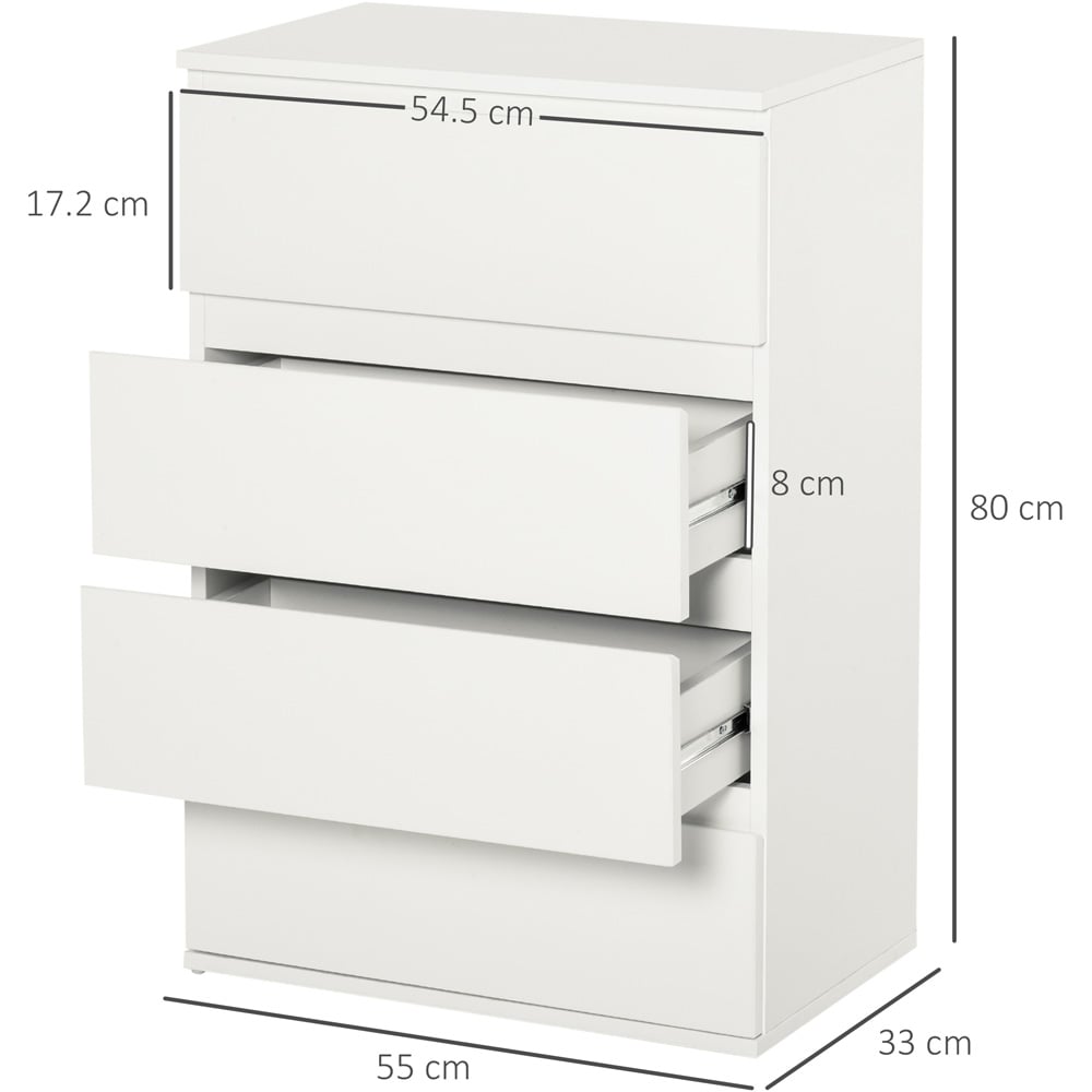Portland 4 Drawer White Chest of Drawers Image 8