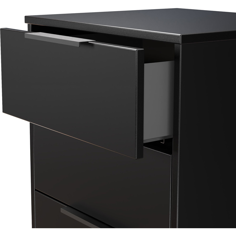 Crowndale Hong Kong 5 Drawer Matt Black Tall Bedside Cabinet Ready Assembled Image 6