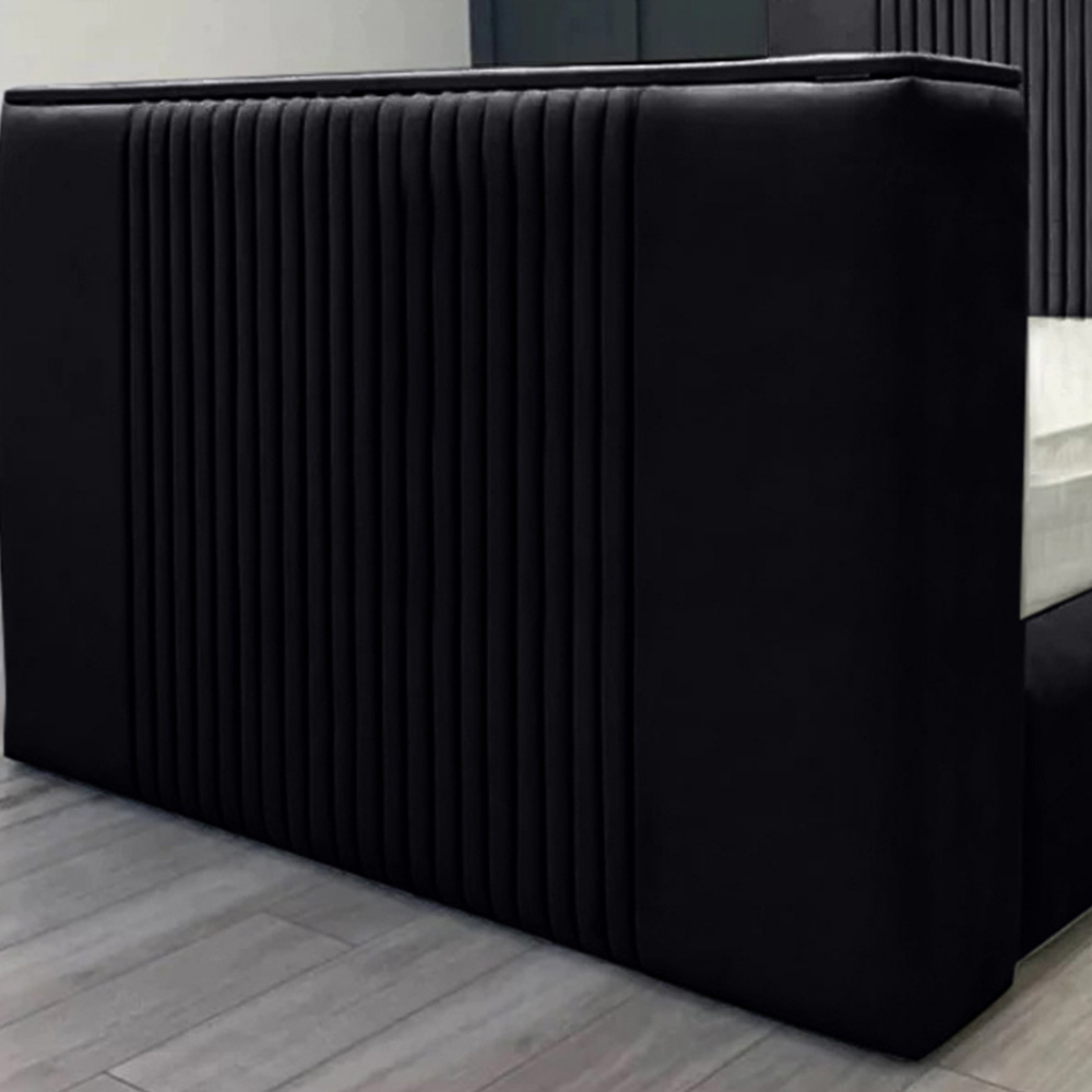 Eleganza Home Emri Super King Size Steel Plush Velvet TV Bed Frame with Lined Headboard Image 3