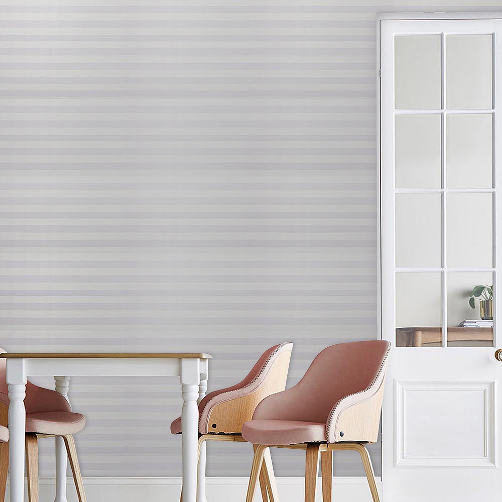 Living and Home Stripe Grey and White PVC Wallpaper Image 7