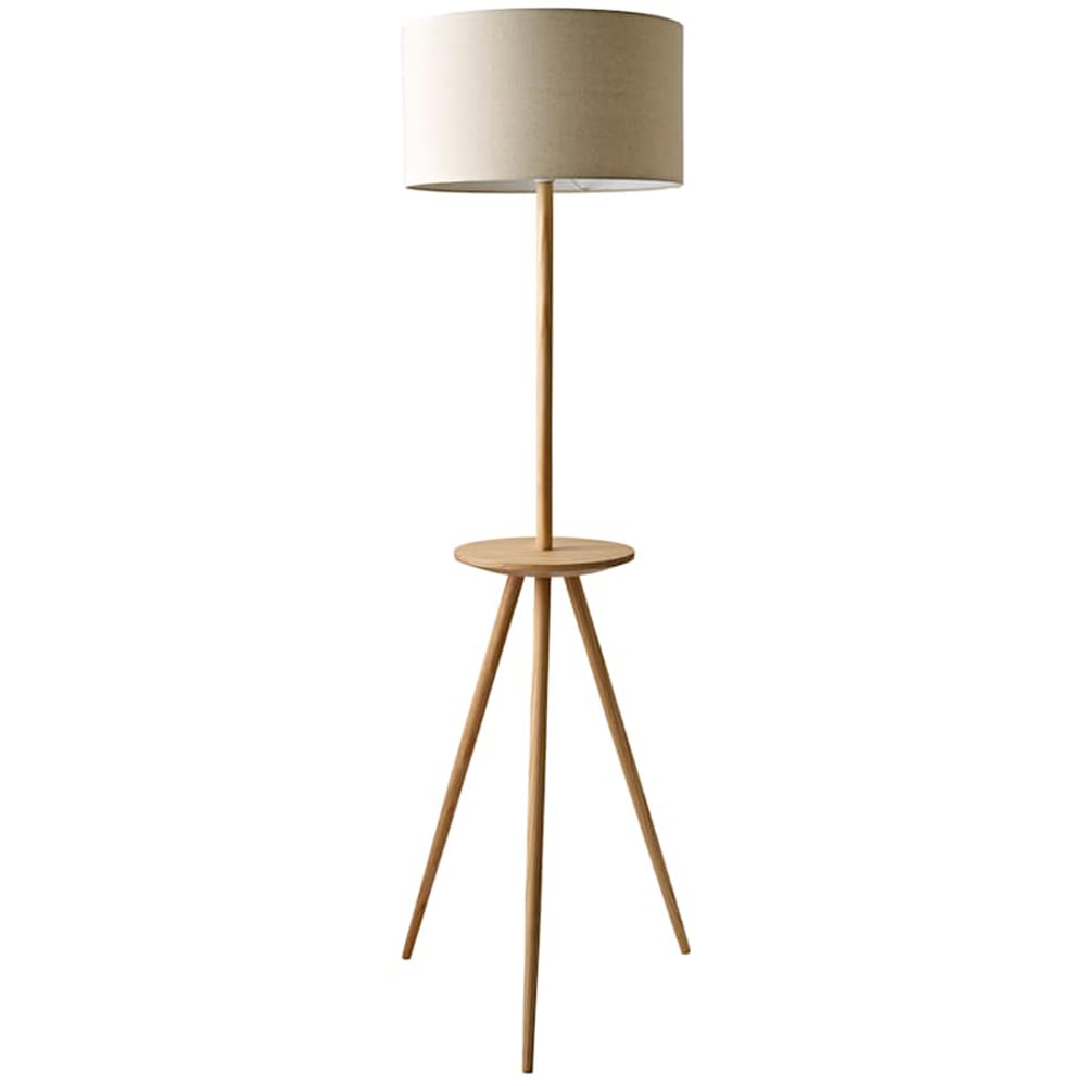 ValueLights Desmond Side Table Wood Tripod LED Floor Lamp with Bulb Image 1