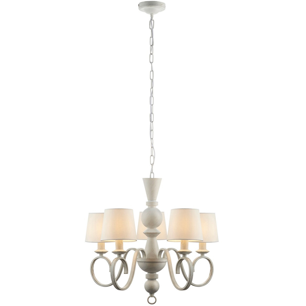 Merano Foligno Distressed White Multi Arm Vintage White Fabric Pendant Ceiling Light Image 1