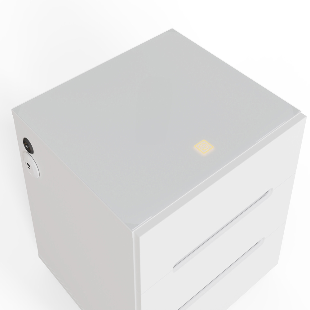 GFW Riley 3 Drawer White Smart Bedside Table Image 8