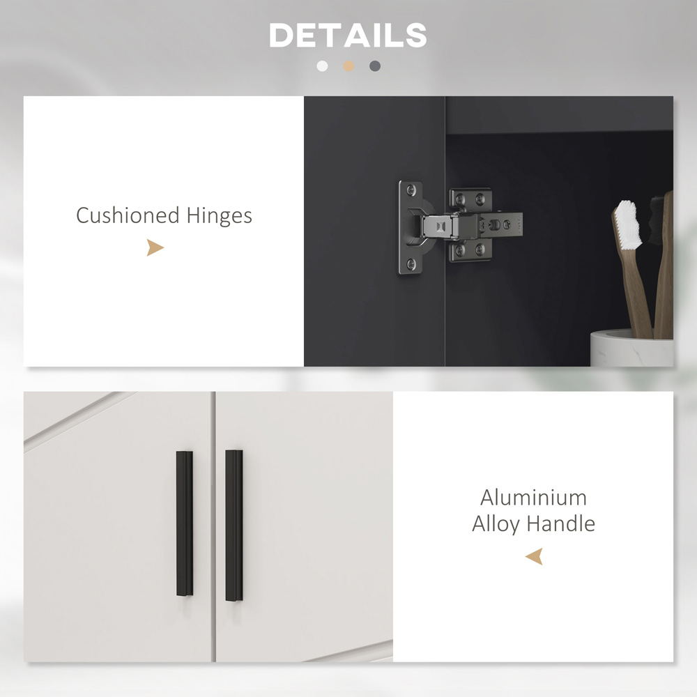 Kleankin 2 Door Light Grey Bathroom Vanity Unit Image 6