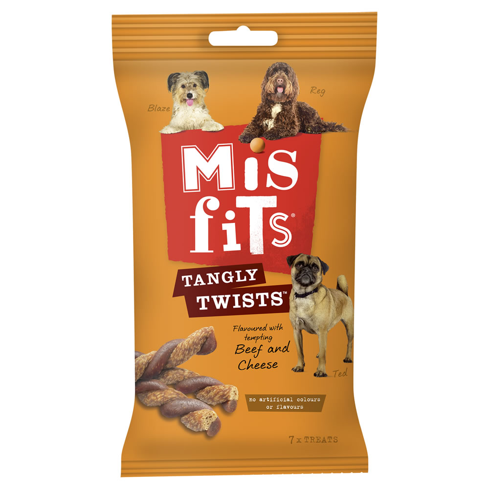 Misfits 7 pack Tangly Twists with Tempting Beef and Cheese Dog Treats Image