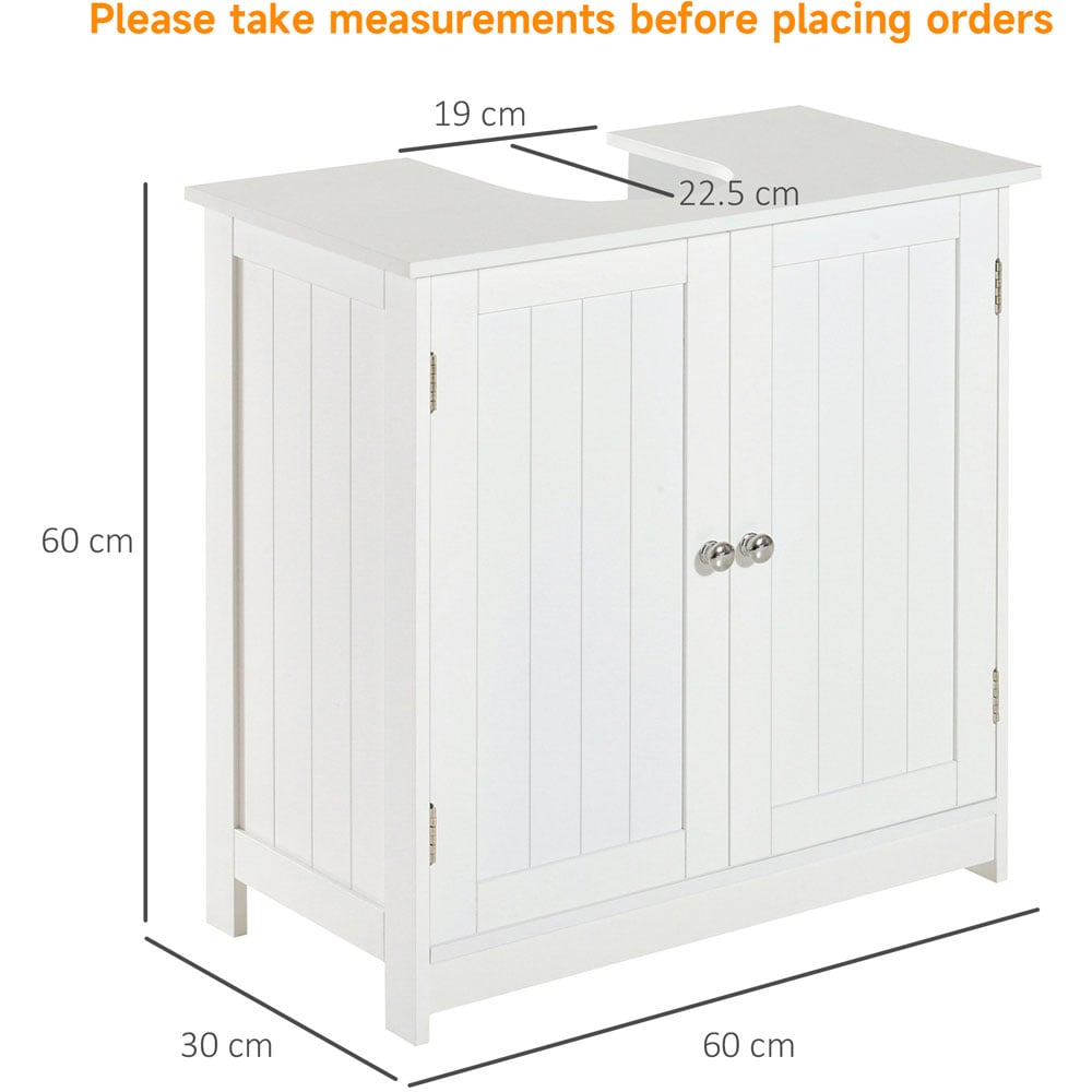 HOMCOM Kleankin Under Sink Base Cabinet White Image 6