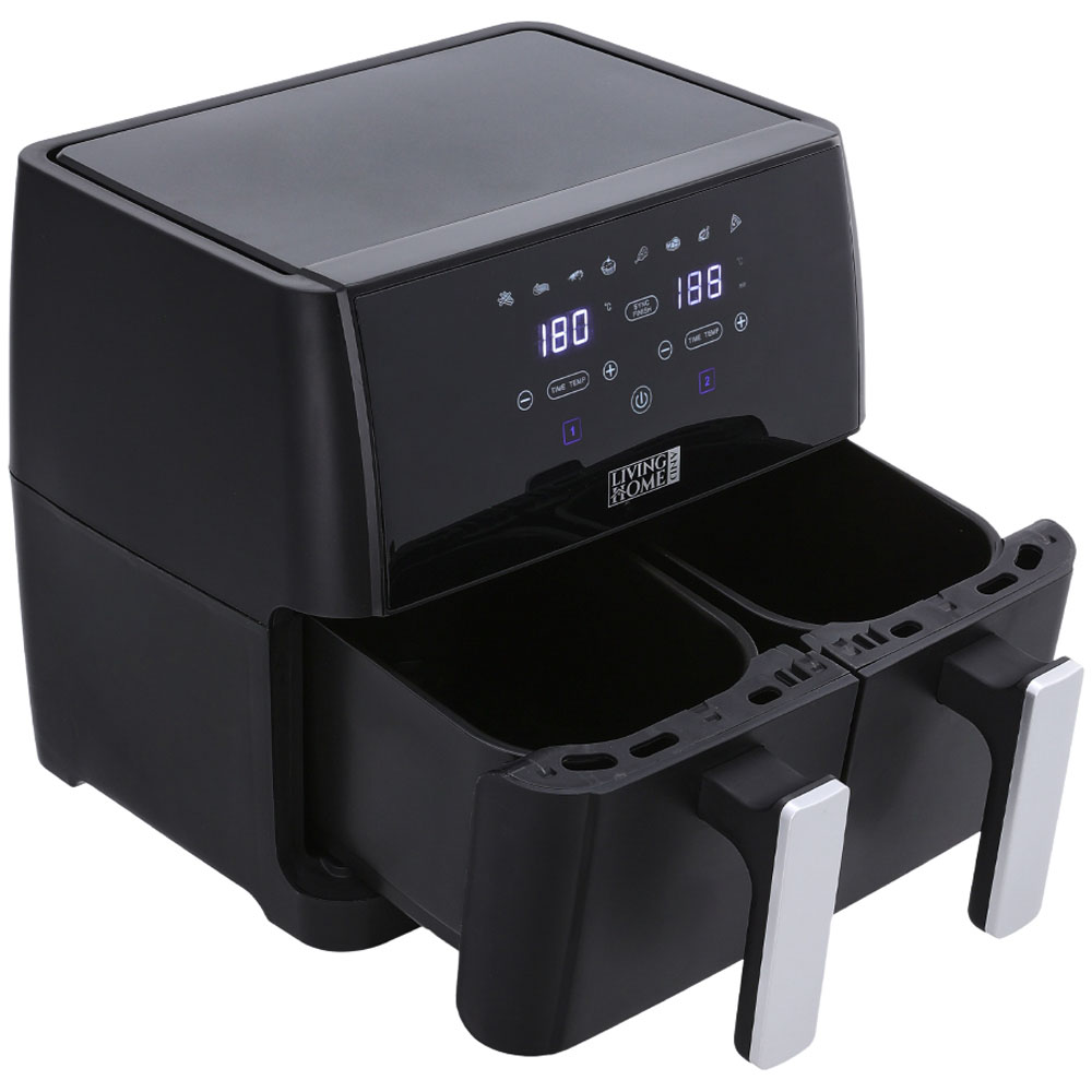 Living and Home 8L Black Dual Basket Air Fryer with Touch Screen Image 3